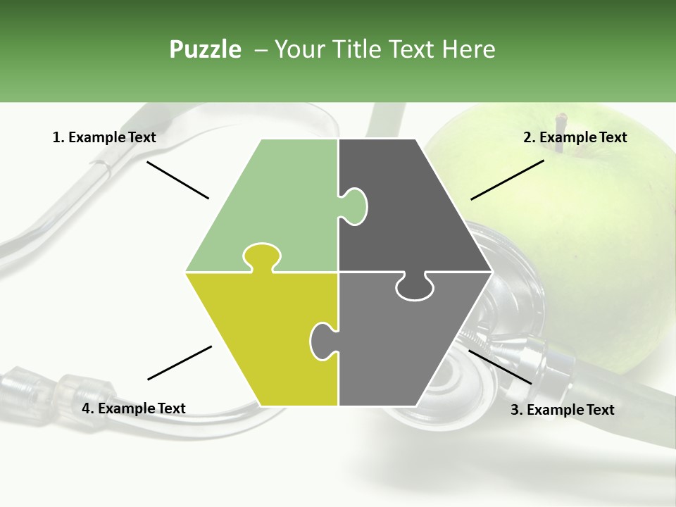 A Green Apple With A Stethoscope Next To It PowerPoint Template