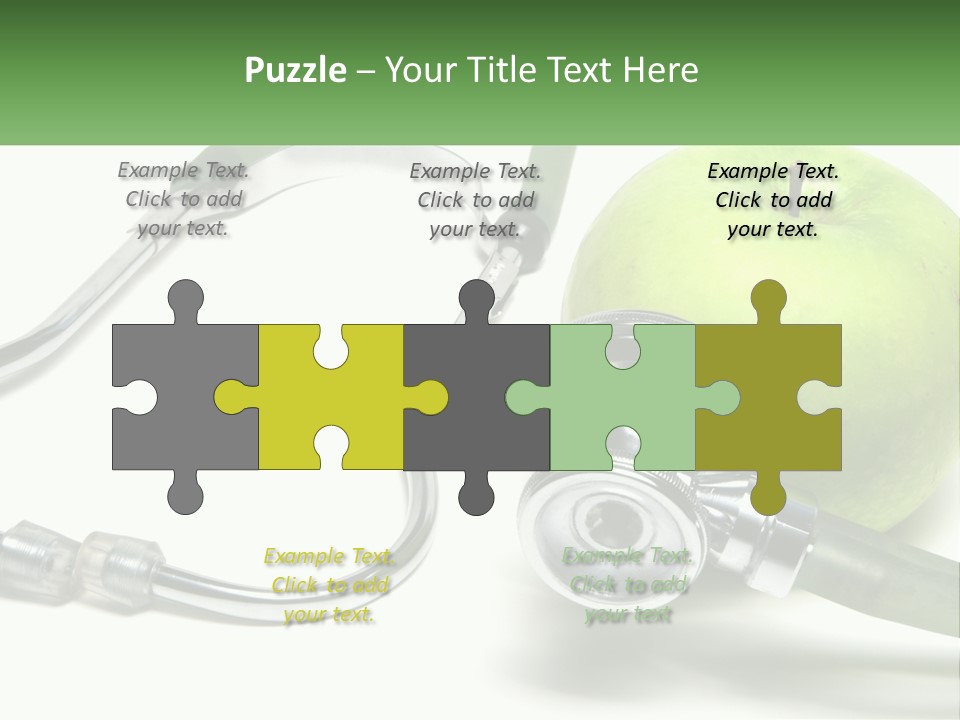 A Green Apple With A Stethoscope Next To It PowerPoint Template