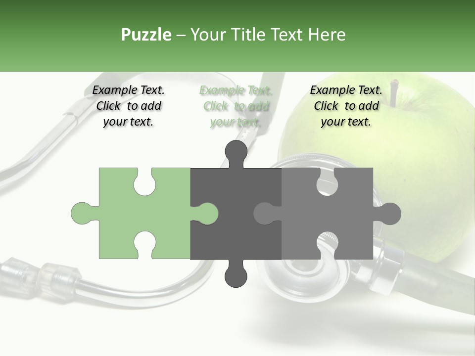 A Green Apple With A Stethoscope Next To It PowerPoint Template