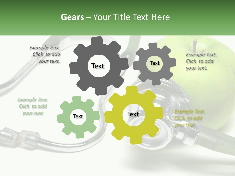 A Green Apple With A Stethoscope Next To It PowerPoint Template
