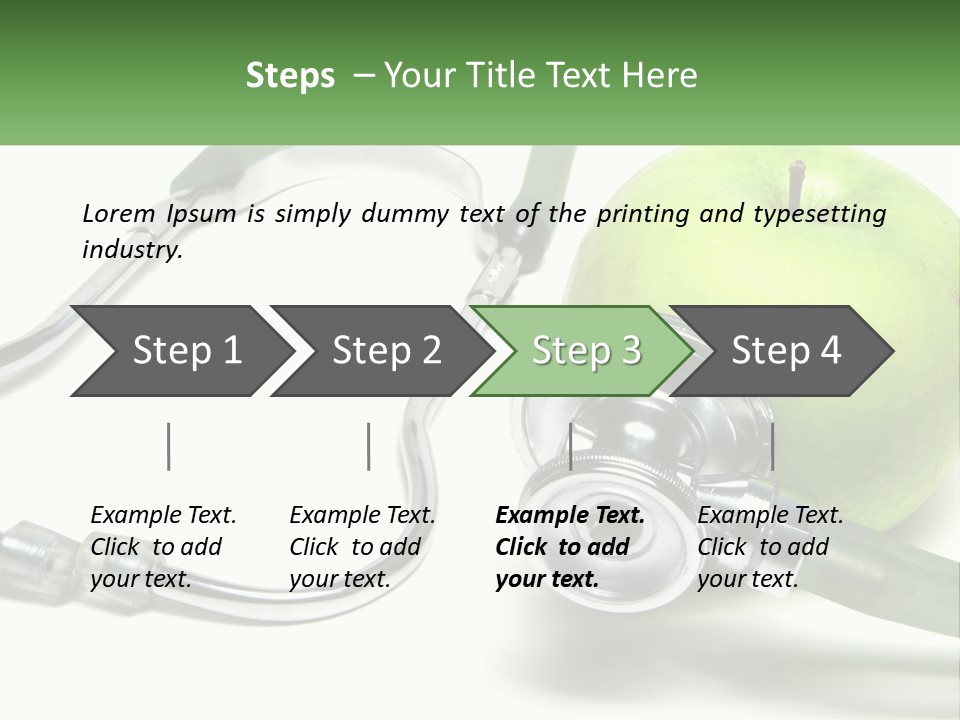 A Green Apple With A Stethoscope Next To It PowerPoint Template