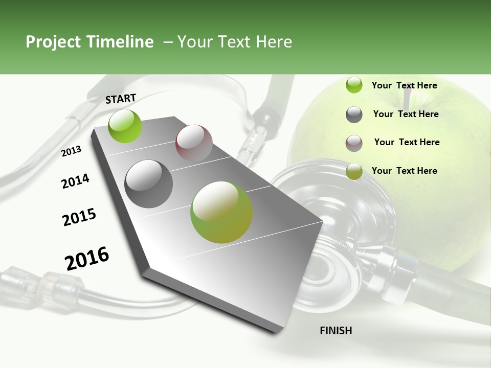 A Green Apple With A Stethoscope Next To It PowerPoint Template