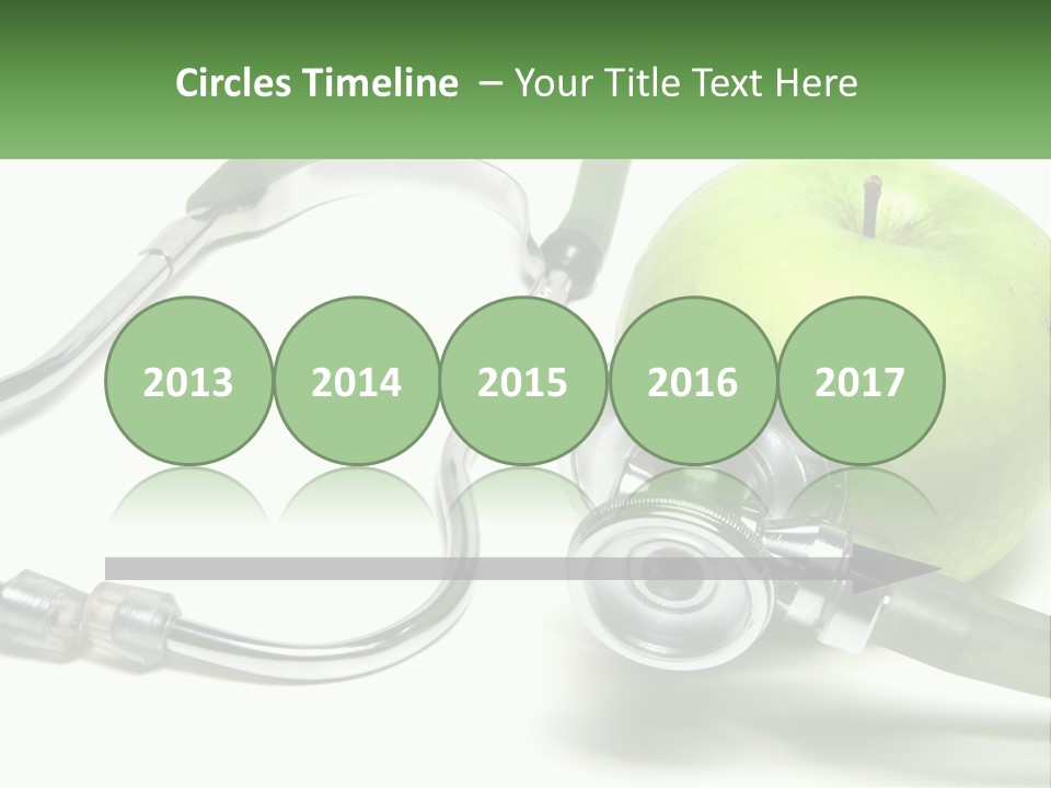 A Green Apple With A Stethoscope Next To It PowerPoint Template