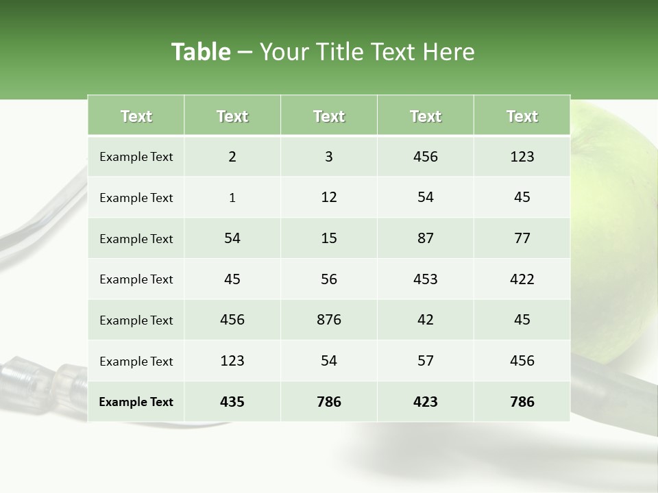 A Green Apple With A Stethoscope Next To It PowerPoint Template