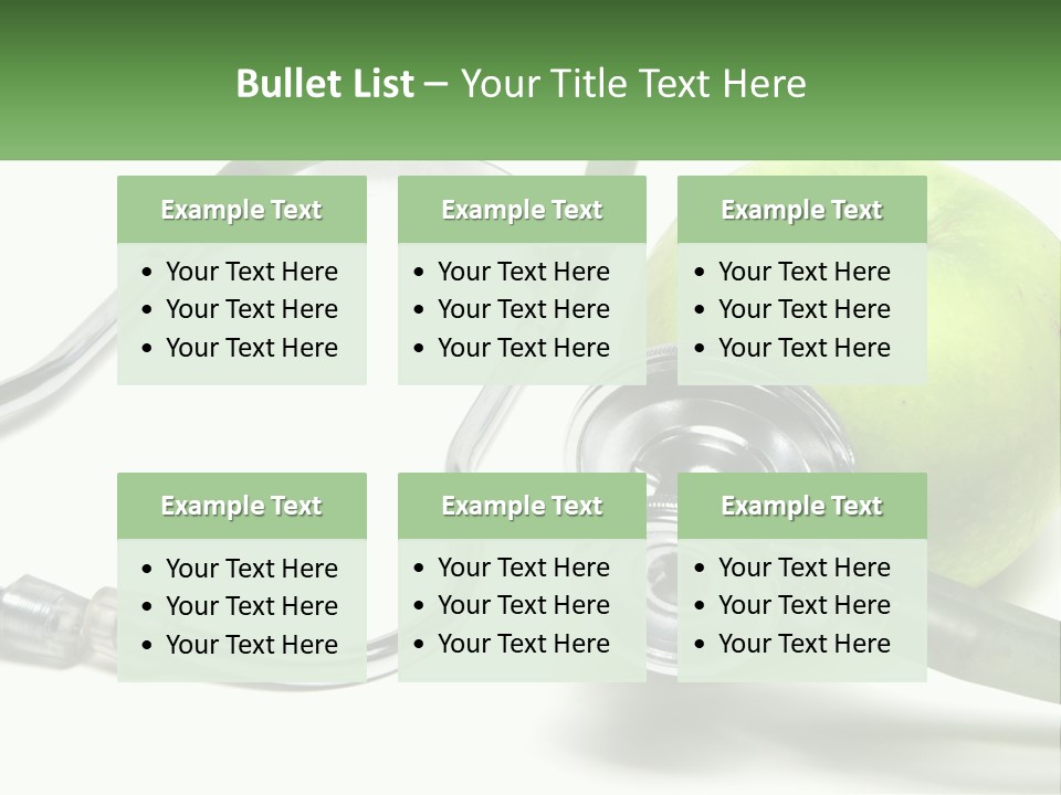 A Green Apple With A Stethoscope Next To It PowerPoint Template