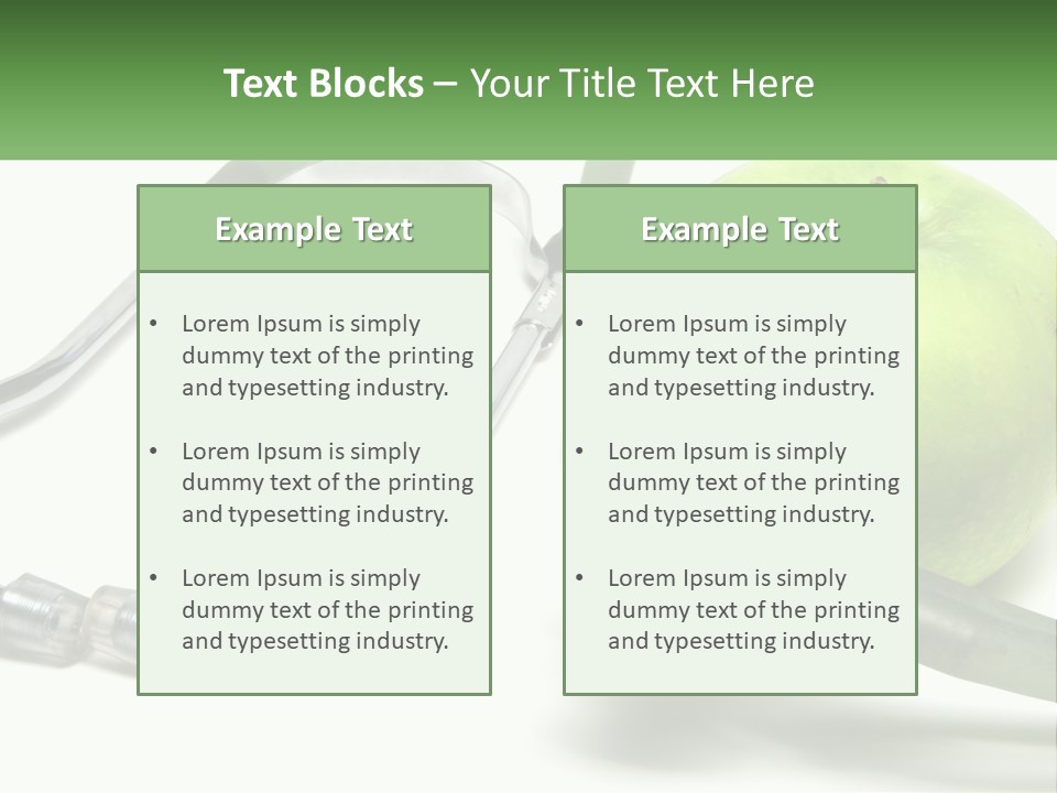 A Green Apple With A Stethoscope Next To It PowerPoint Template