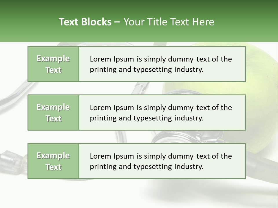 A Green Apple With A Stethoscope Next To It PowerPoint Template