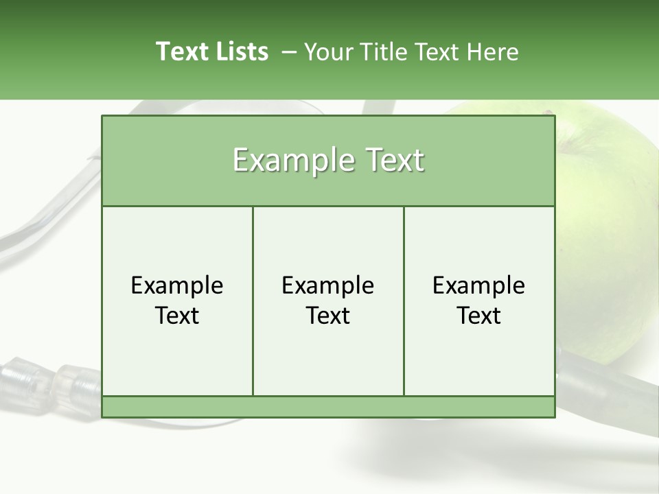 A Green Apple With A Stethoscope Next To It PowerPoint Template