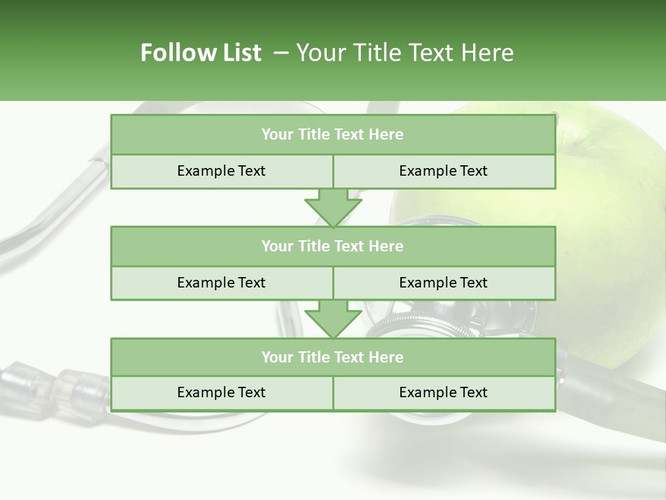 A Green Apple With A Stethoscope Next To It PowerPoint Template
