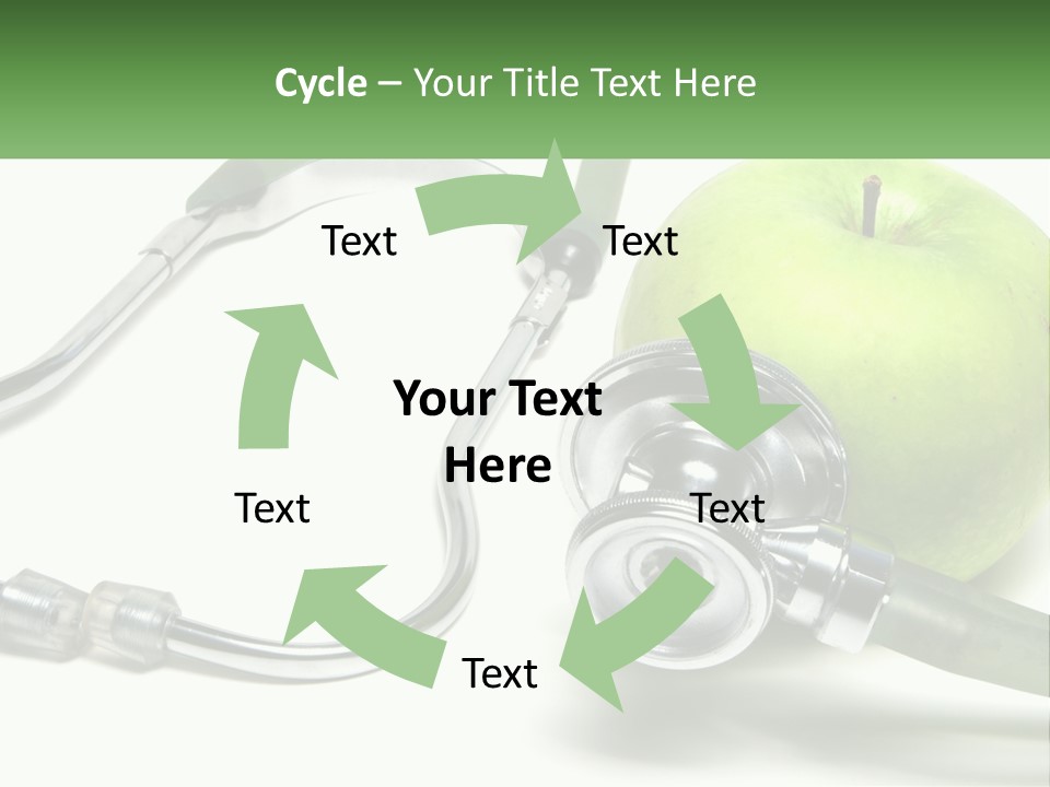 A Green Apple With A Stethoscope Next To It PowerPoint Template