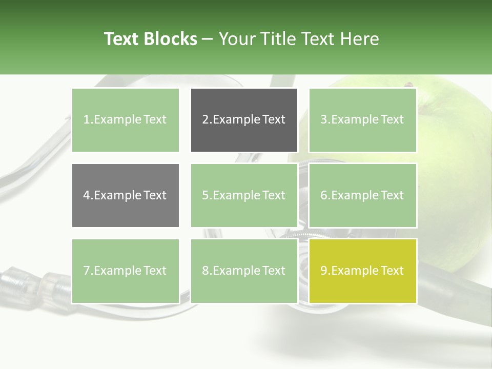 A Green Apple With A Stethoscope Next To It PowerPoint Template