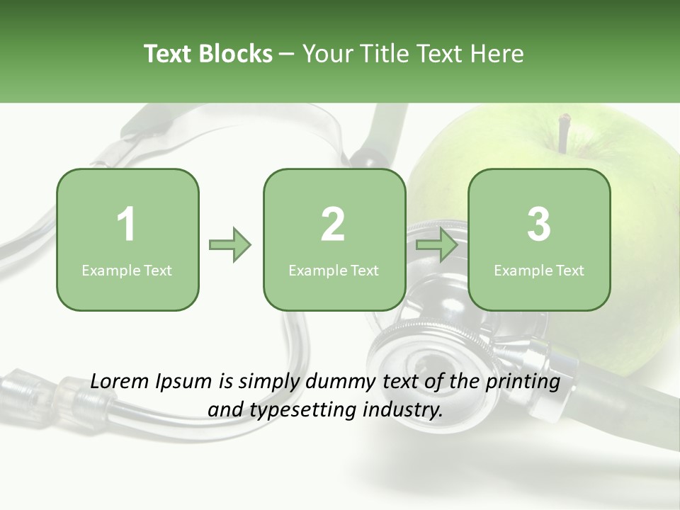 A Green Apple With A Stethoscope Next To It PowerPoint Template