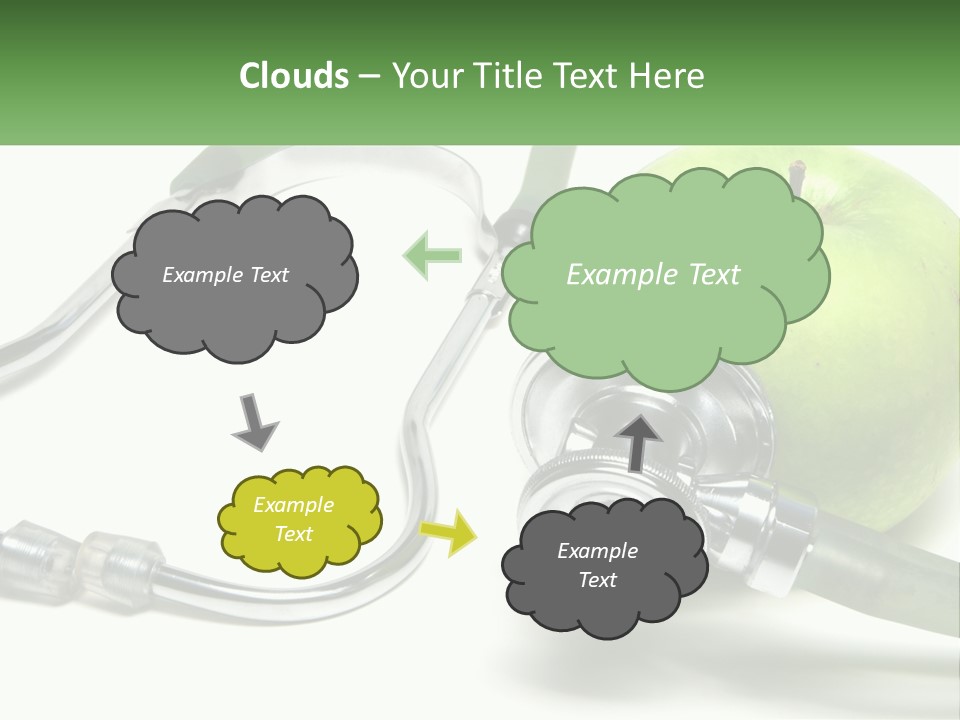 A Green Apple With A Stethoscope Next To It PowerPoint Template
