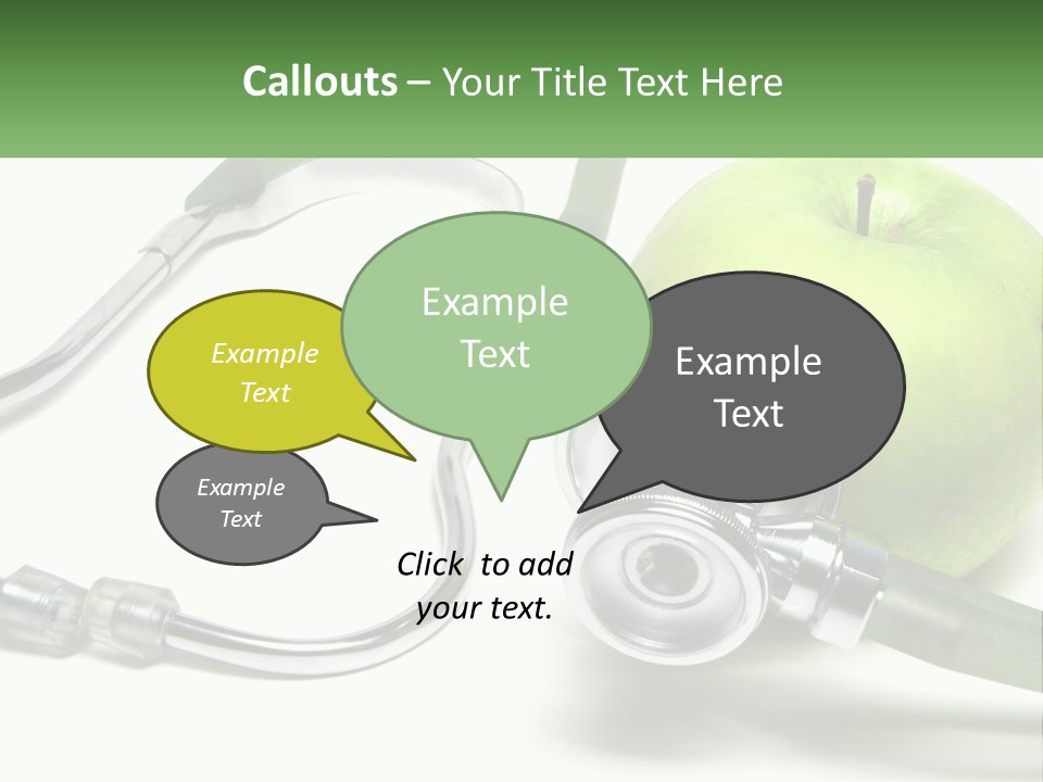 A Green Apple With A Stethoscope Next To It PowerPoint Template