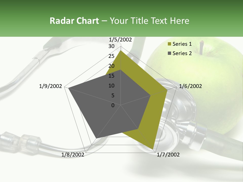 A Green Apple With A Stethoscope Next To It PowerPoint Template