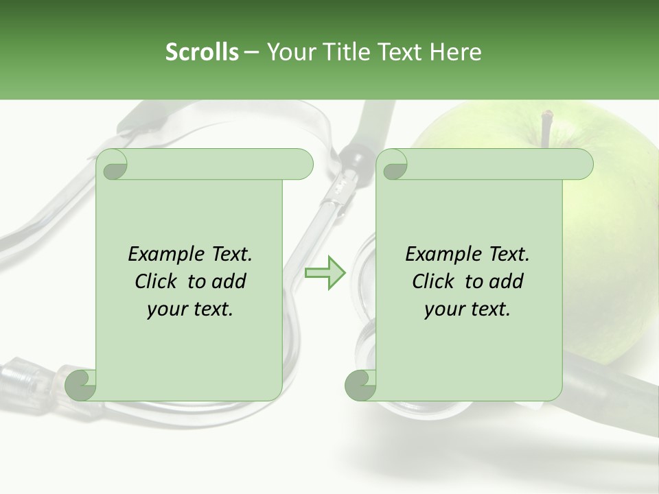 A Green Apple With A Stethoscope Next To It PowerPoint Template