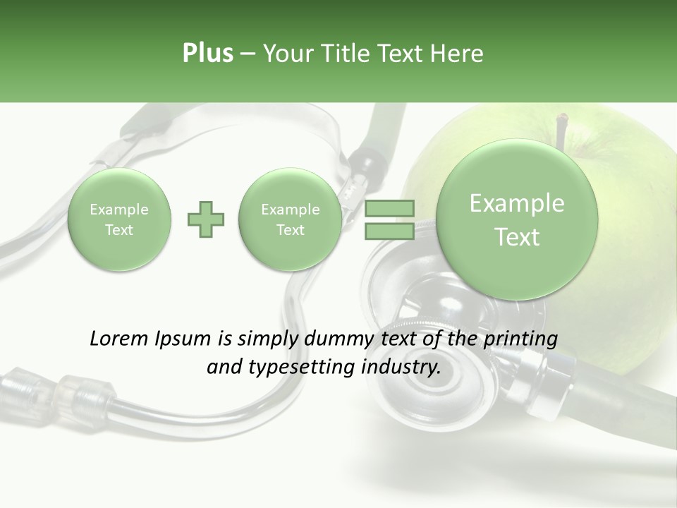 A Green Apple With A Stethoscope Next To It PowerPoint Template