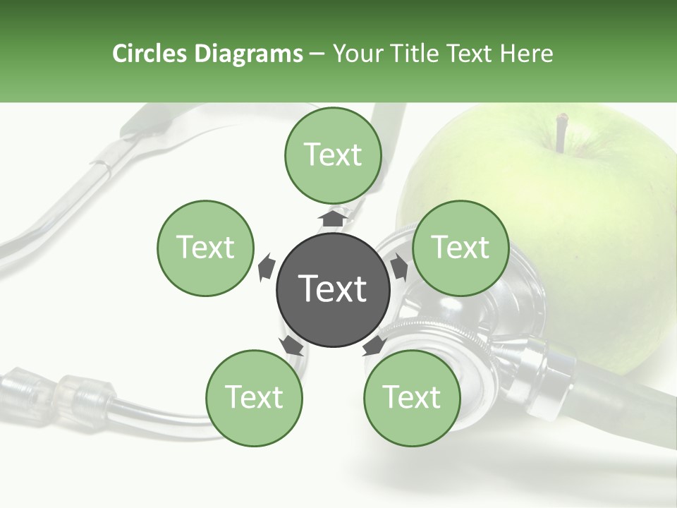 A Green Apple With A Stethoscope Next To It PowerPoint Template