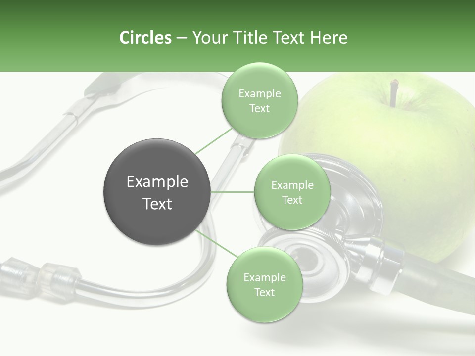 A Green Apple With A Stethoscope Next To It PowerPoint Template
