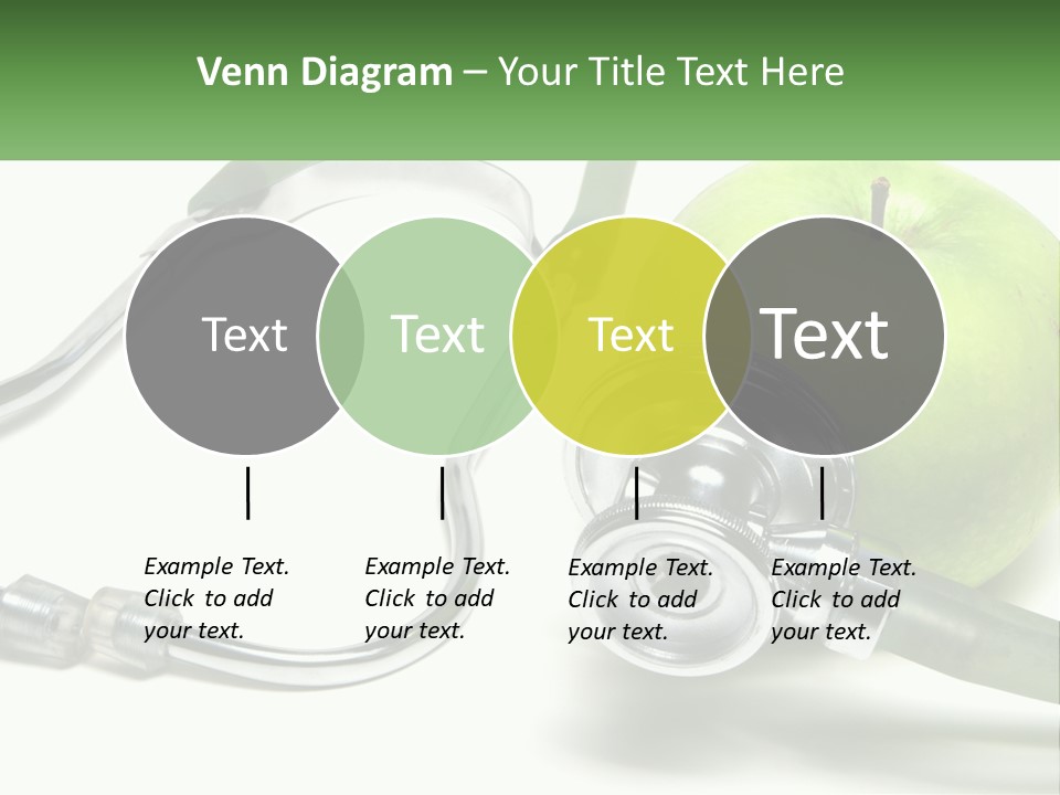 A Green Apple With A Stethoscope Next To It PowerPoint Template