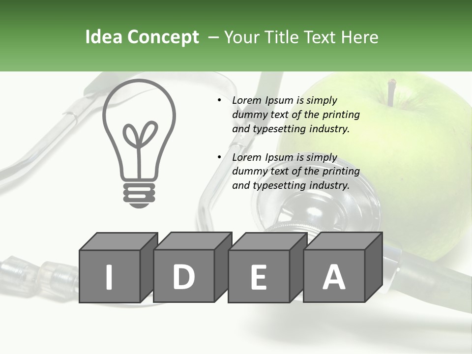 A Green Apple With A Stethoscope Next To It PowerPoint Template