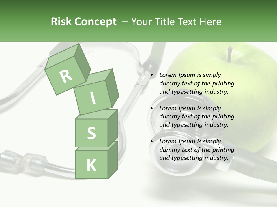 A Green Apple With A Stethoscope Next To It PowerPoint Template