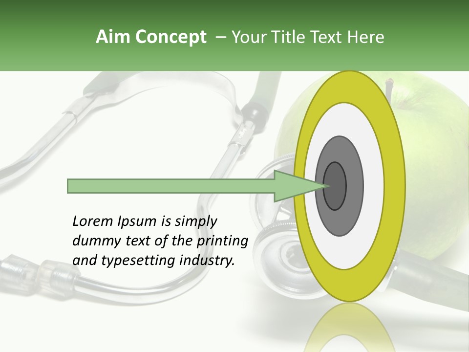 A Green Apple With A Stethoscope Next To It PowerPoint Template