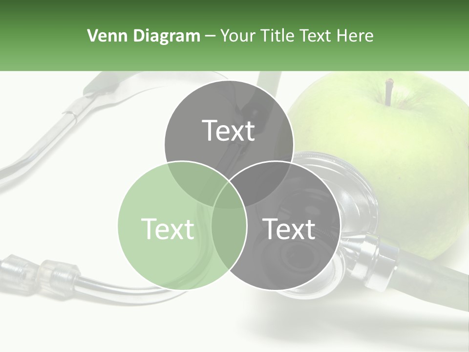A Green Apple With A Stethoscope Next To It PowerPoint Template