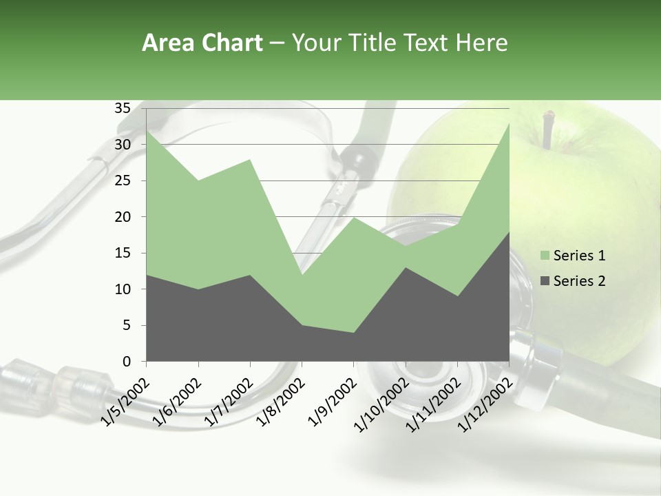 A Green Apple With A Stethoscope Next To It PowerPoint Template