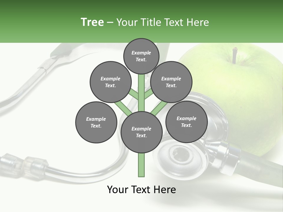 A Green Apple With A Stethoscope Next To It PowerPoint Template
