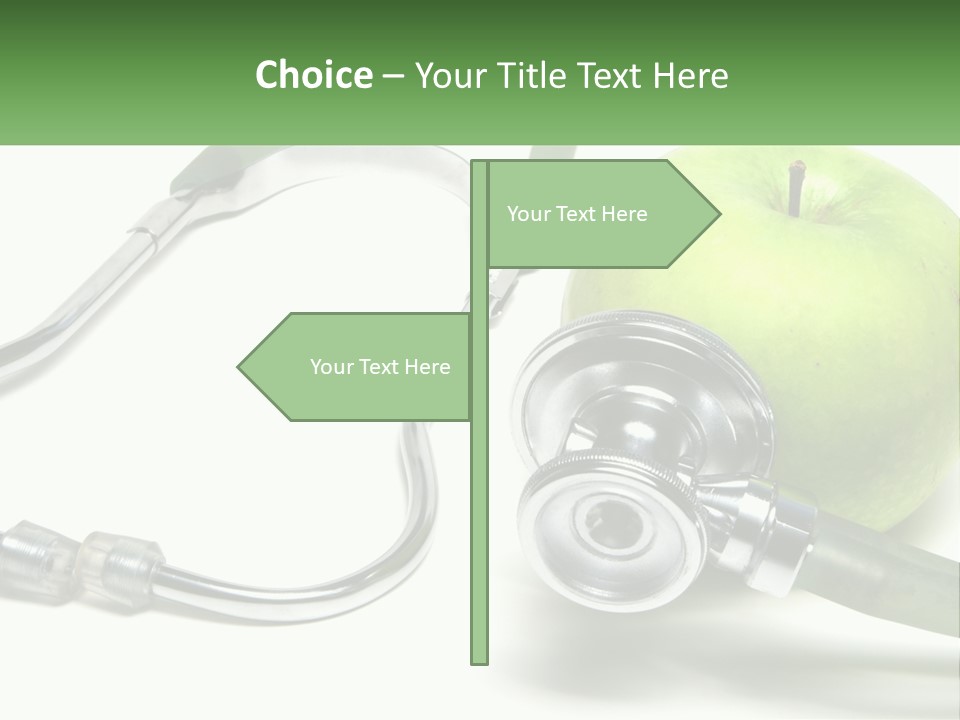 A Green Apple With A Stethoscope Next To It PowerPoint Template