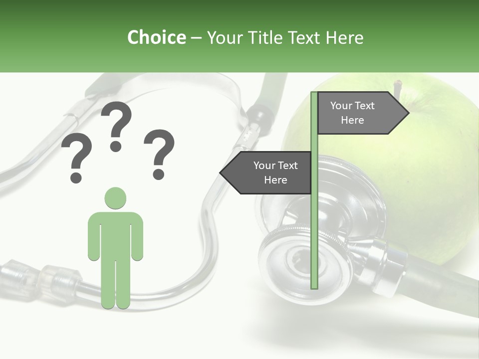 A Green Apple With A Stethoscope Next To It PowerPoint Template