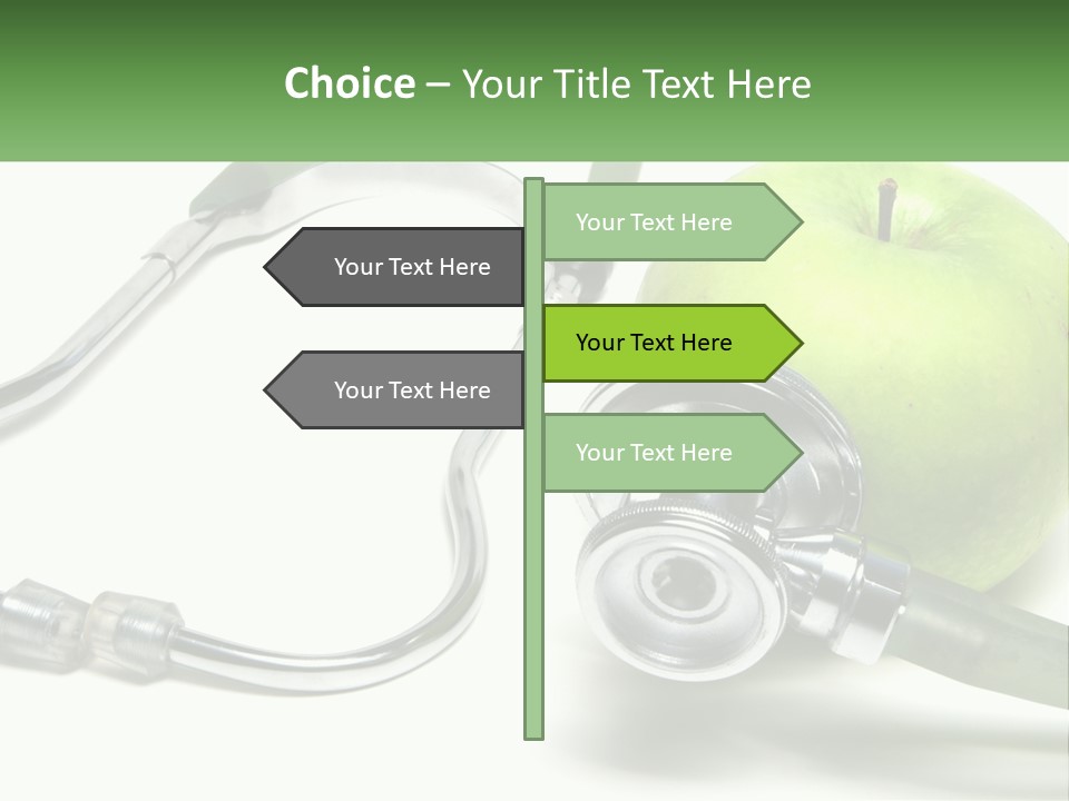 A Green Apple With A Stethoscope Next To It PowerPoint Template