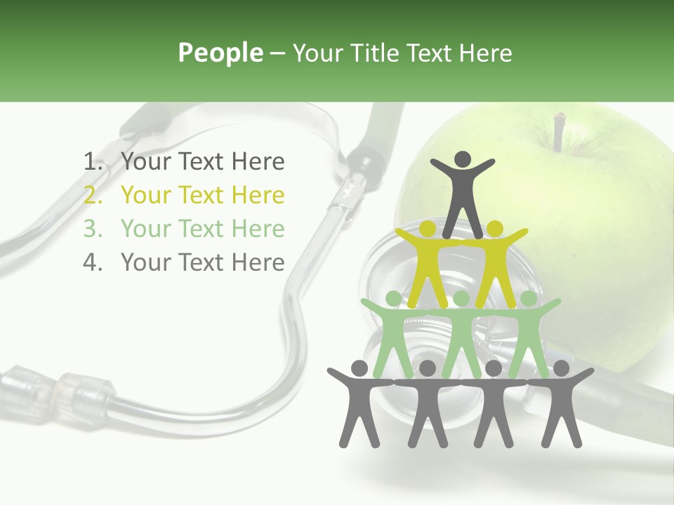 A Green Apple With A Stethoscope Next To It PowerPoint Template