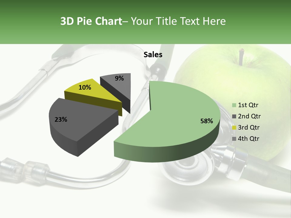 A Green Apple With A Stethoscope Next To It PowerPoint Template