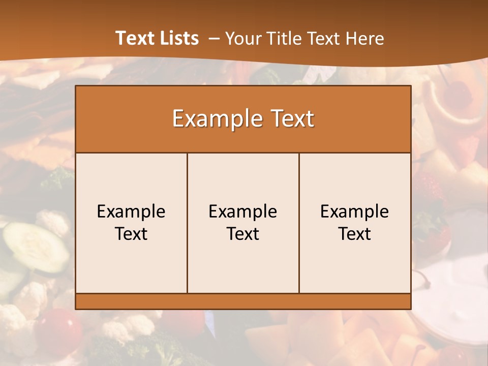 A Table With Many Different Types Of Food On It PowerPoint Template