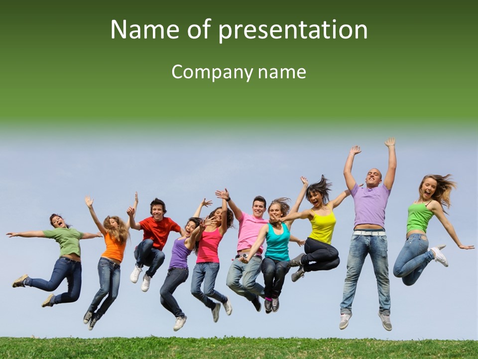 A Group Of People Jumping In The Air PowerPoint Template