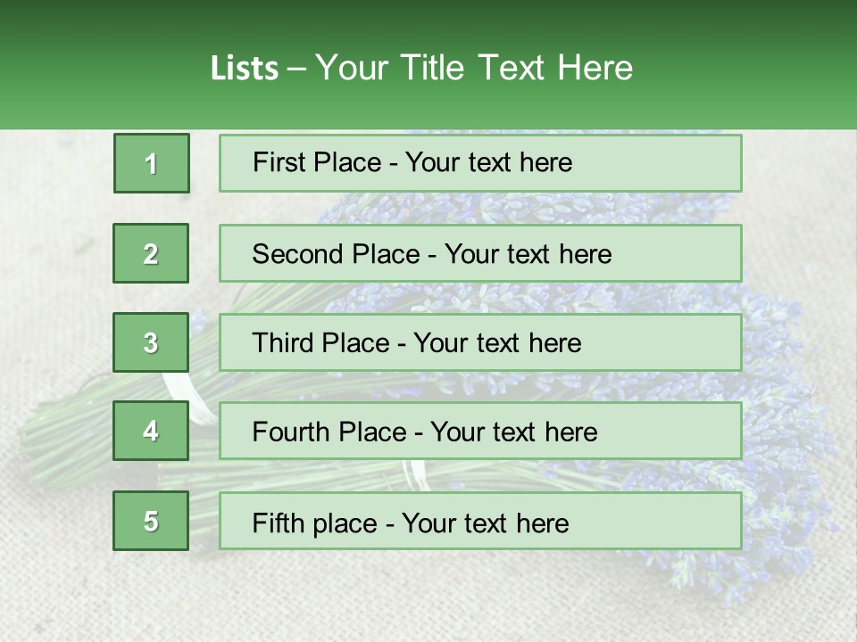 A Bunch Of Lavender Flowers Sitting On Top Of A Table PowerPoint Template