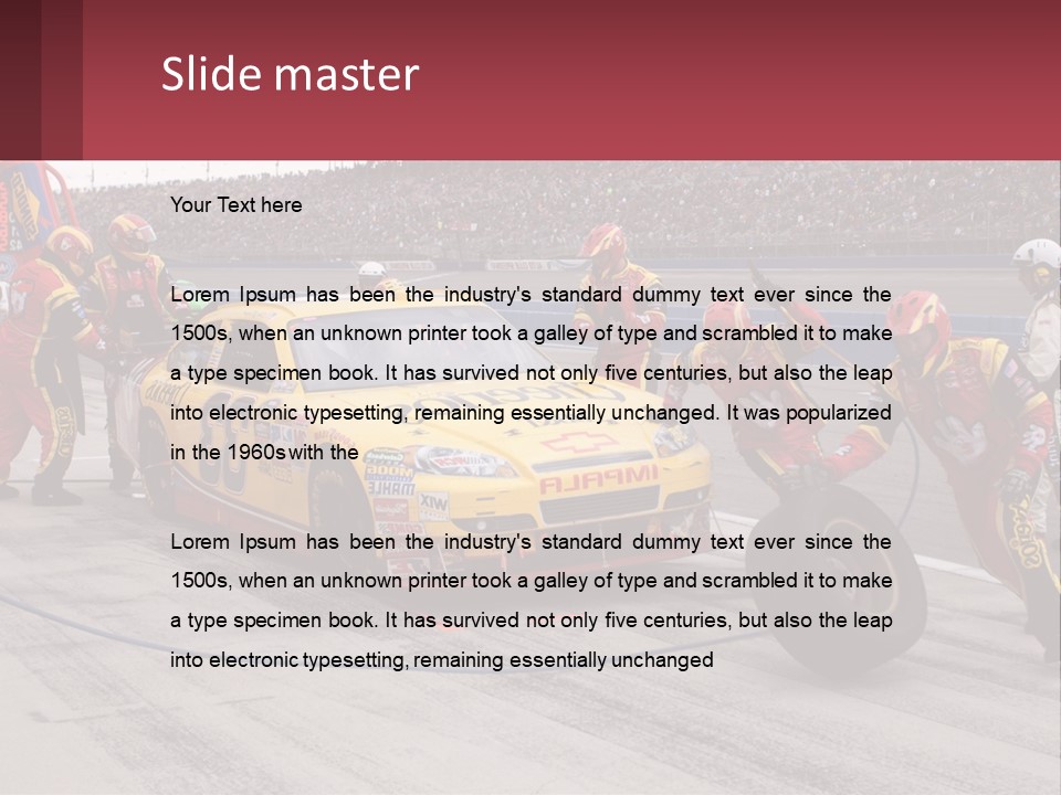 A Group Of People Standing Around A Race Car PowerPoint Template