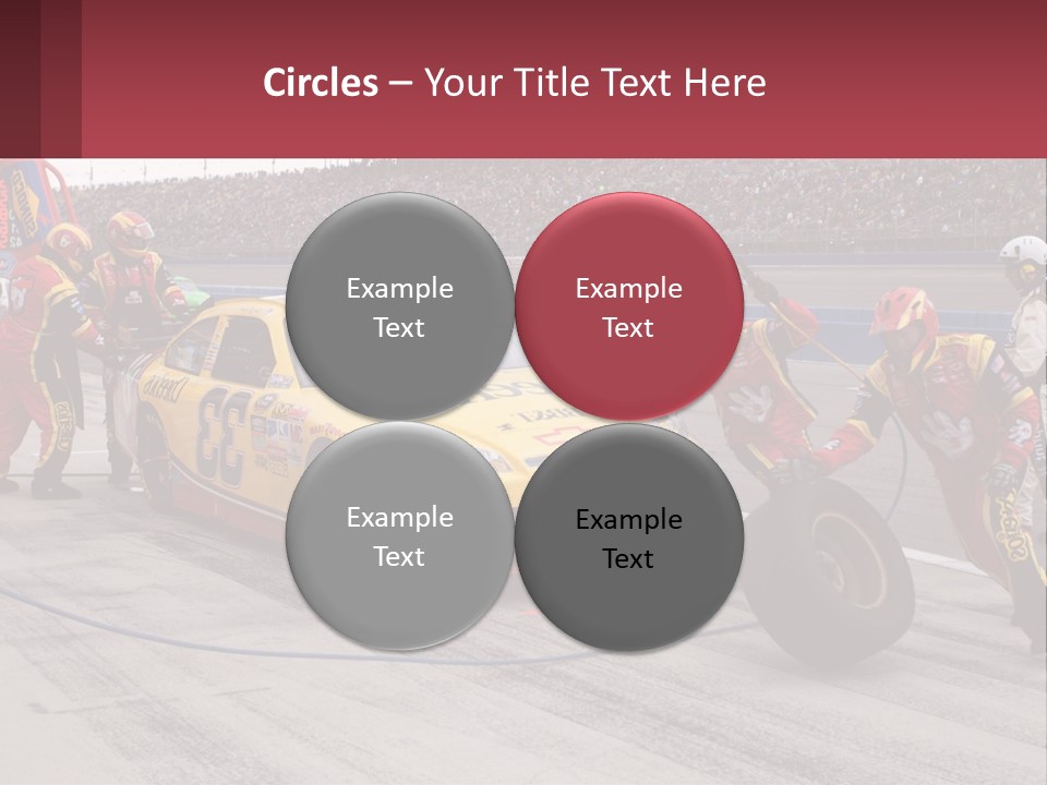 A Group Of People Standing Around A Race Car PowerPoint Template