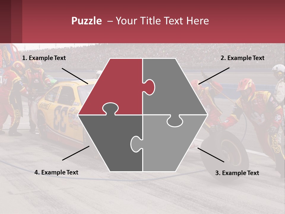 A Group Of People Standing Around A Race Car PowerPoint Template