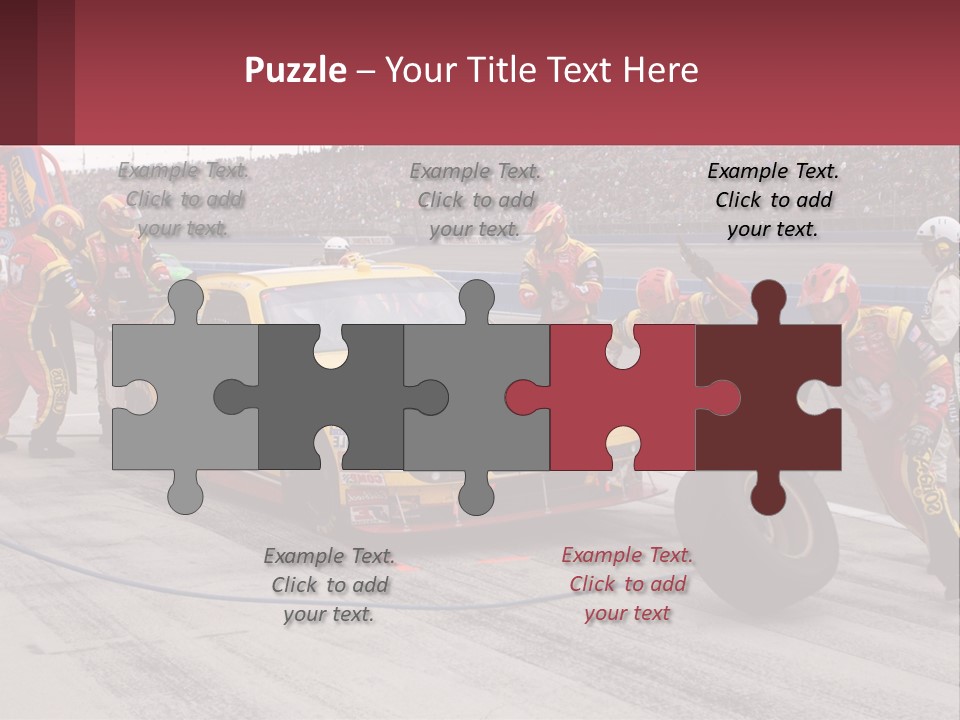 A Group Of People Standing Around A Race Car PowerPoint Template