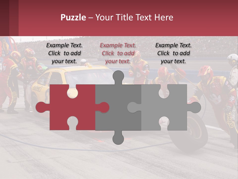 A Group Of People Standing Around A Race Car PowerPoint Template