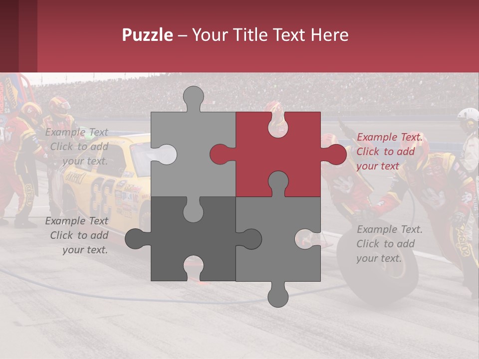 A Group Of People Standing Around A Race Car PowerPoint Template