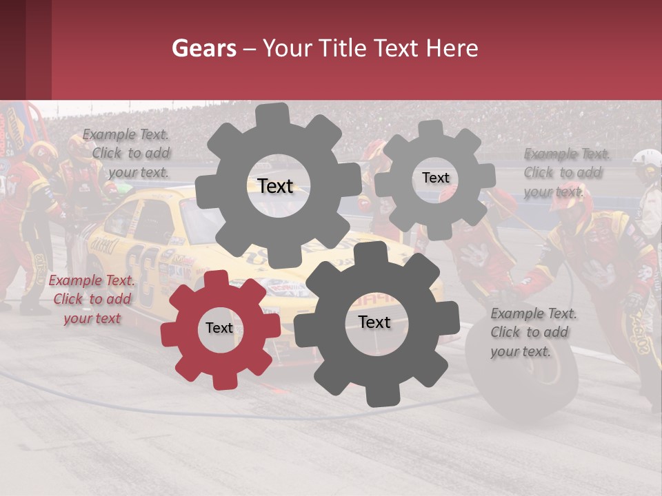 A Group Of People Standing Around A Race Car PowerPoint Template