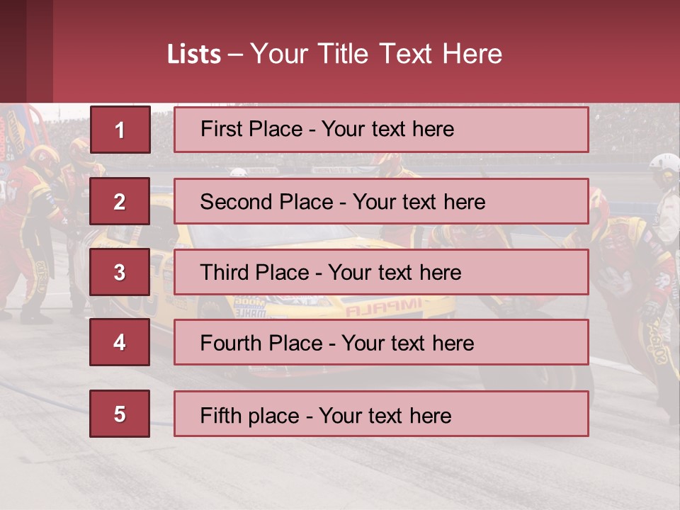 A Group Of People Standing Around A Race Car PowerPoint Template