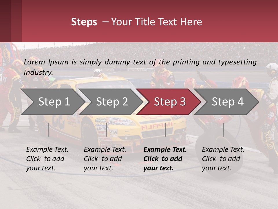 A Group Of People Standing Around A Race Car PowerPoint Template