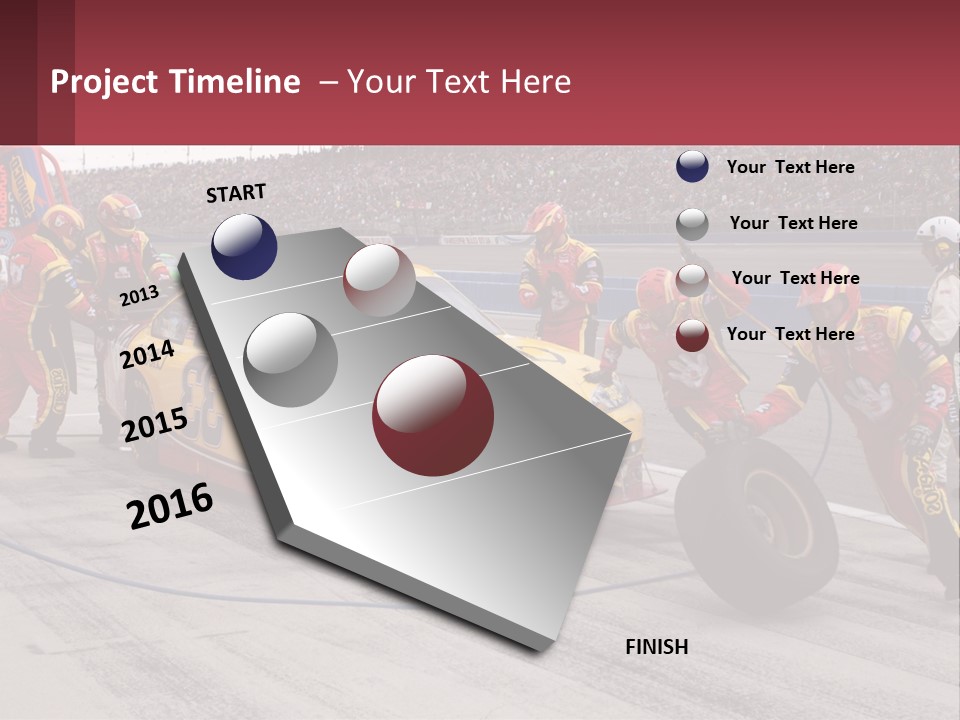 A Group Of People Standing Around A Race Car PowerPoint Template