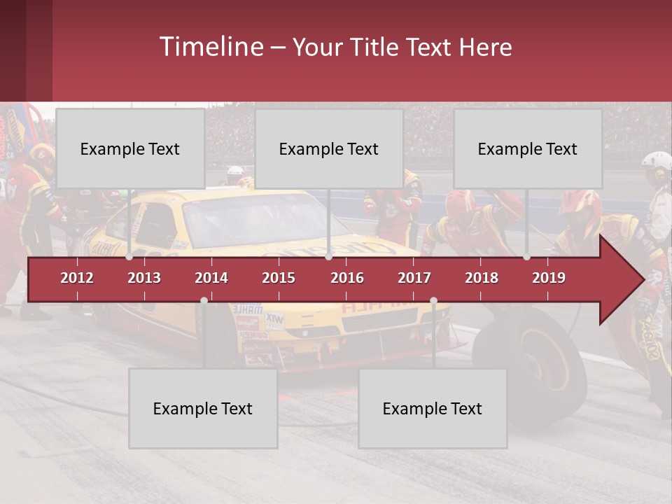 A Group Of People Standing Around A Race Car PowerPoint Template