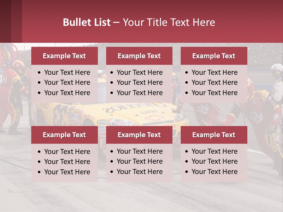 A Group Of People Standing Around A Race Car PowerPoint Template